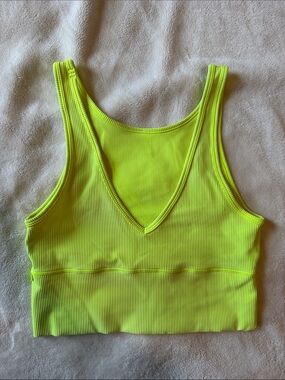 Lululemon Power Pivot Neon Yellow Ribbed V-Neck Bralette